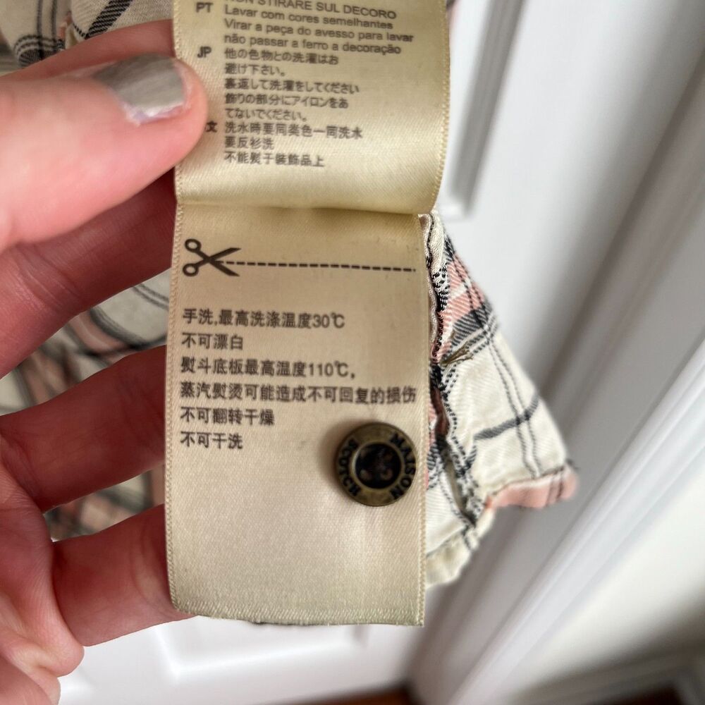 Maison Scotch Pink & White Button Down Plaid Top SZ 2 Western: Rodeo Maximalism - Picture 11 of 11
